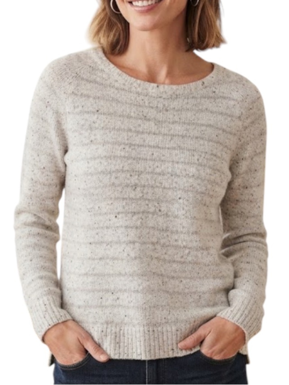 ANN TAYLOR LOFT Confetti Metallic Stitch Sweater Ivory Size M Knit Pullover